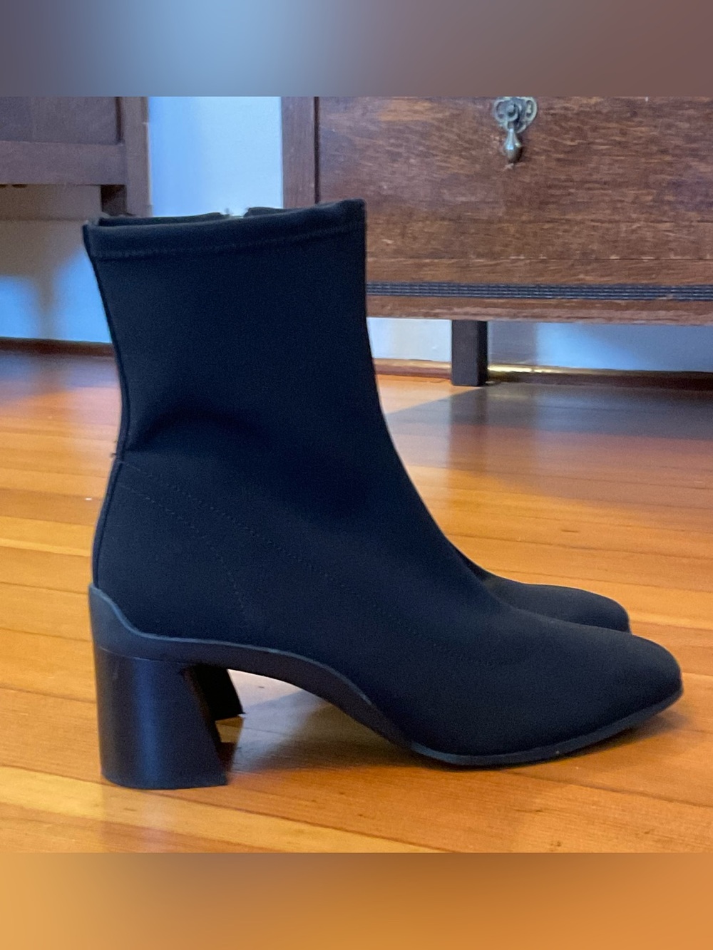 AEROSOLES Black Stretch Sock Ankle Booties